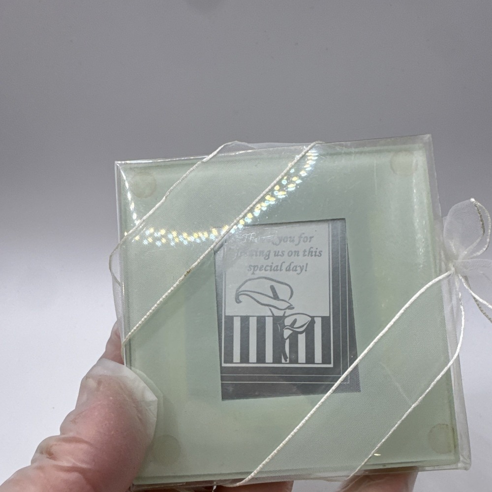 Kate Aspen Aqua Glass Photo Coasters 2"X1.75" Photo 4 Sets 8 Piece Total Coastal